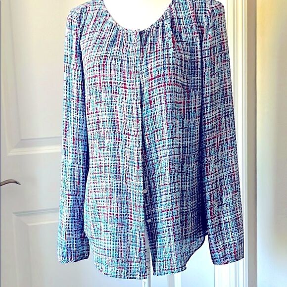 Talbots Women's Multicolor Long Sleeve Button Up Top Oversized NWOT SZ M - Picture 1 of 6